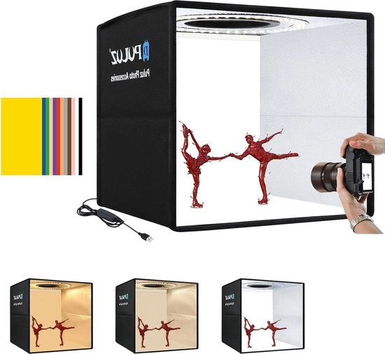 Mini Box per Fotografia - Studio Fotografico Portatile - 25cm - Incluso 12 Fondi di Scena