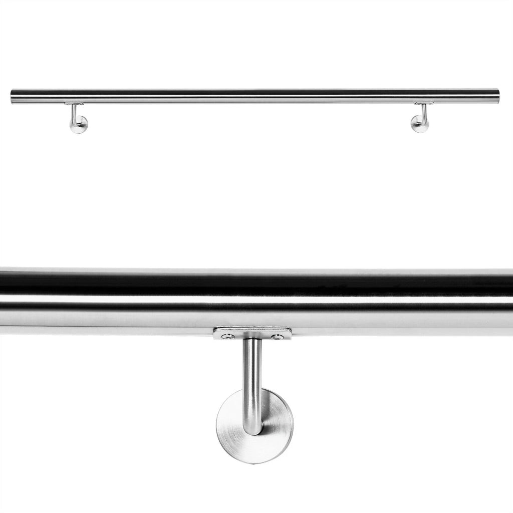 Kit corrimano a parete per scale 150 cm acciaio raffinato 16_0000704