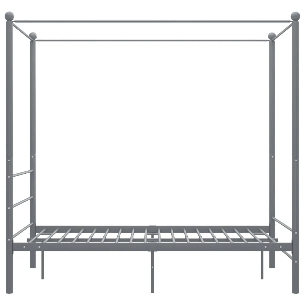 Letto a Baldacchino Grigio in Metallo 140x200 cm