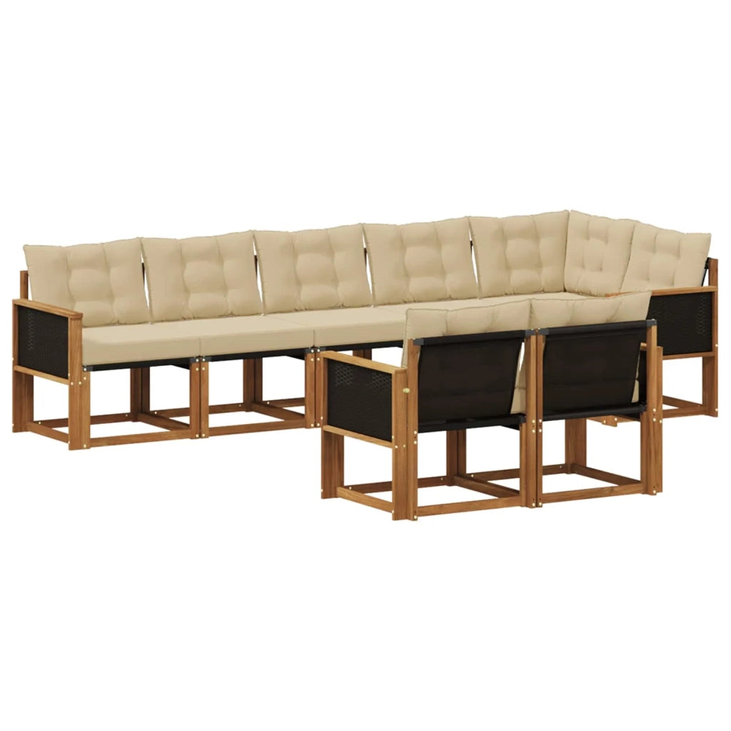 Set di divani da esterno 8 pz Naturale e Beige 3382025