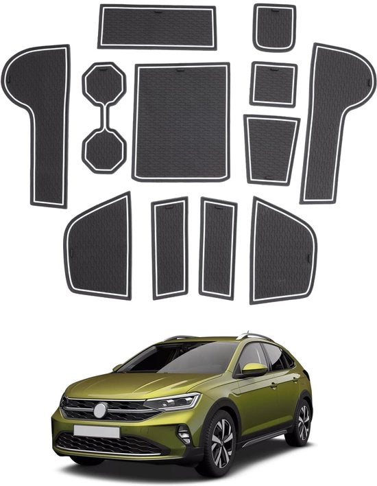 Accessori di ricambio per interno per VW Taigo/Nivus/Life/Style/R-Line 2021 2022 2023 2024, becheretto con supporto antiscivolo e mattoncini di gomma per interno, accessori per interno (bianco)