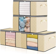 Cassa di stoccaggio 90 Litri - Cassa di trasporto ampio con coperchio, maniglia rinforzata, pieghevole e finestra trasparente