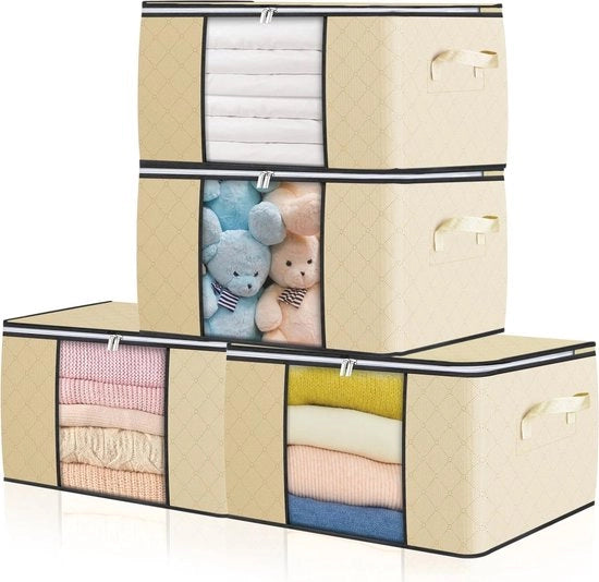 Cassa di stoccaggio 90 Litri - Cassa di trasporto ampio con coperchio, maniglia rinforzata, pieghevole e finestra trasparente