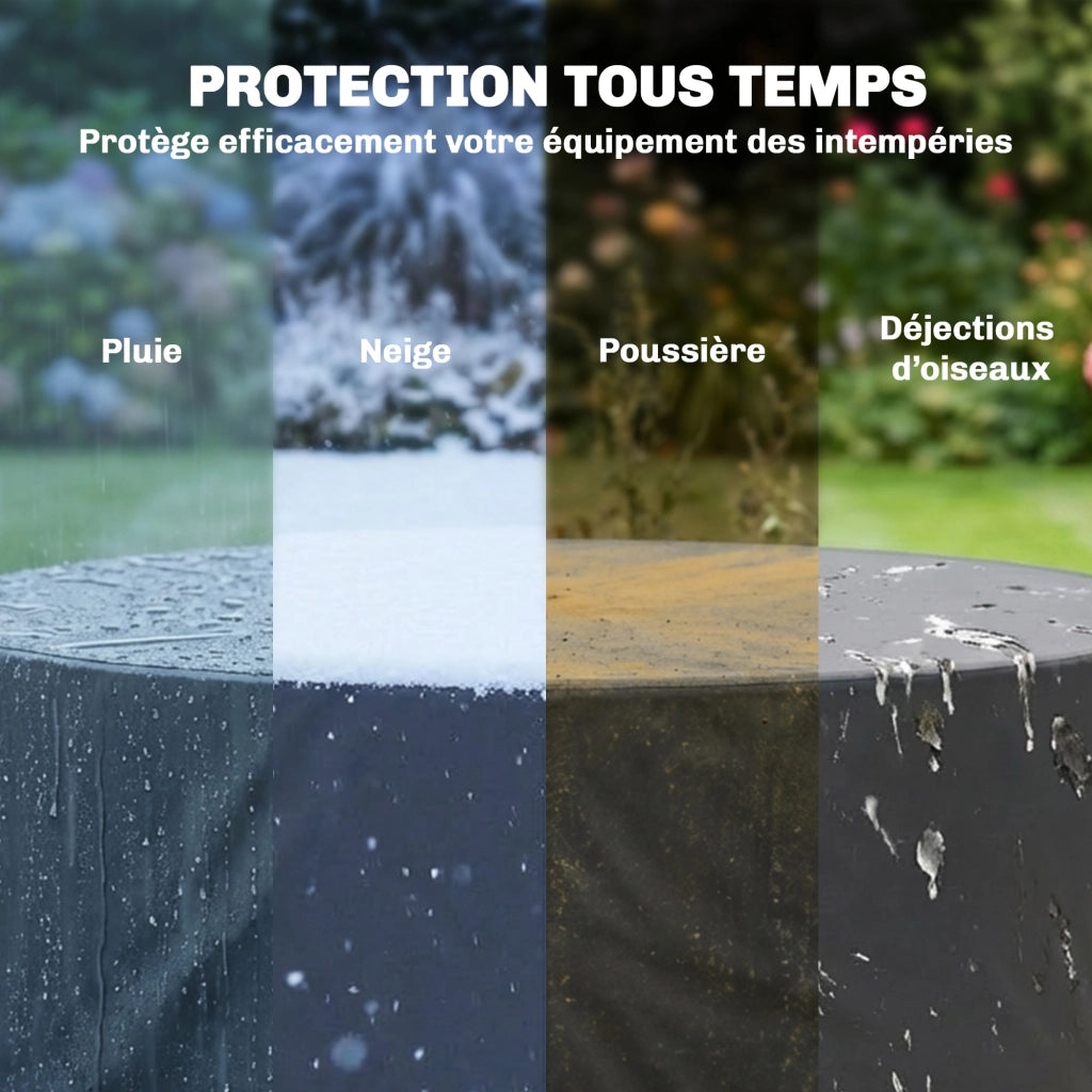 Copertura per Tavolo da Giardino Rotonda ¨C Zephmum ¨C Nero ?200x80cm Tela Oxford 420D
