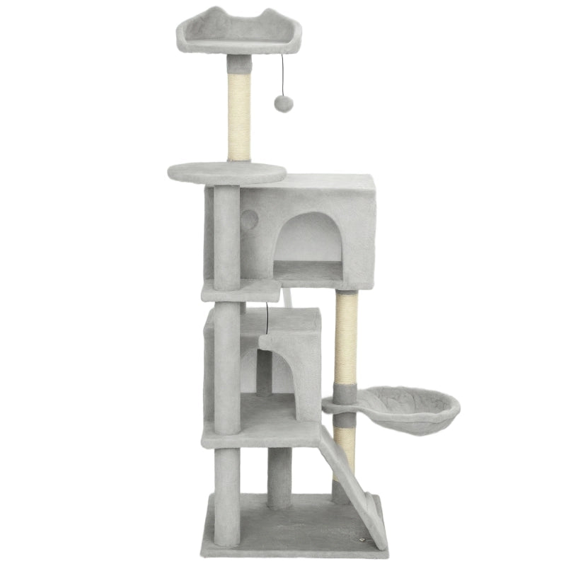 ALBERO RASCHIATOIO PER GATTI 49,5x20,5x49,5 cm Grigio Chiaro Poliestere