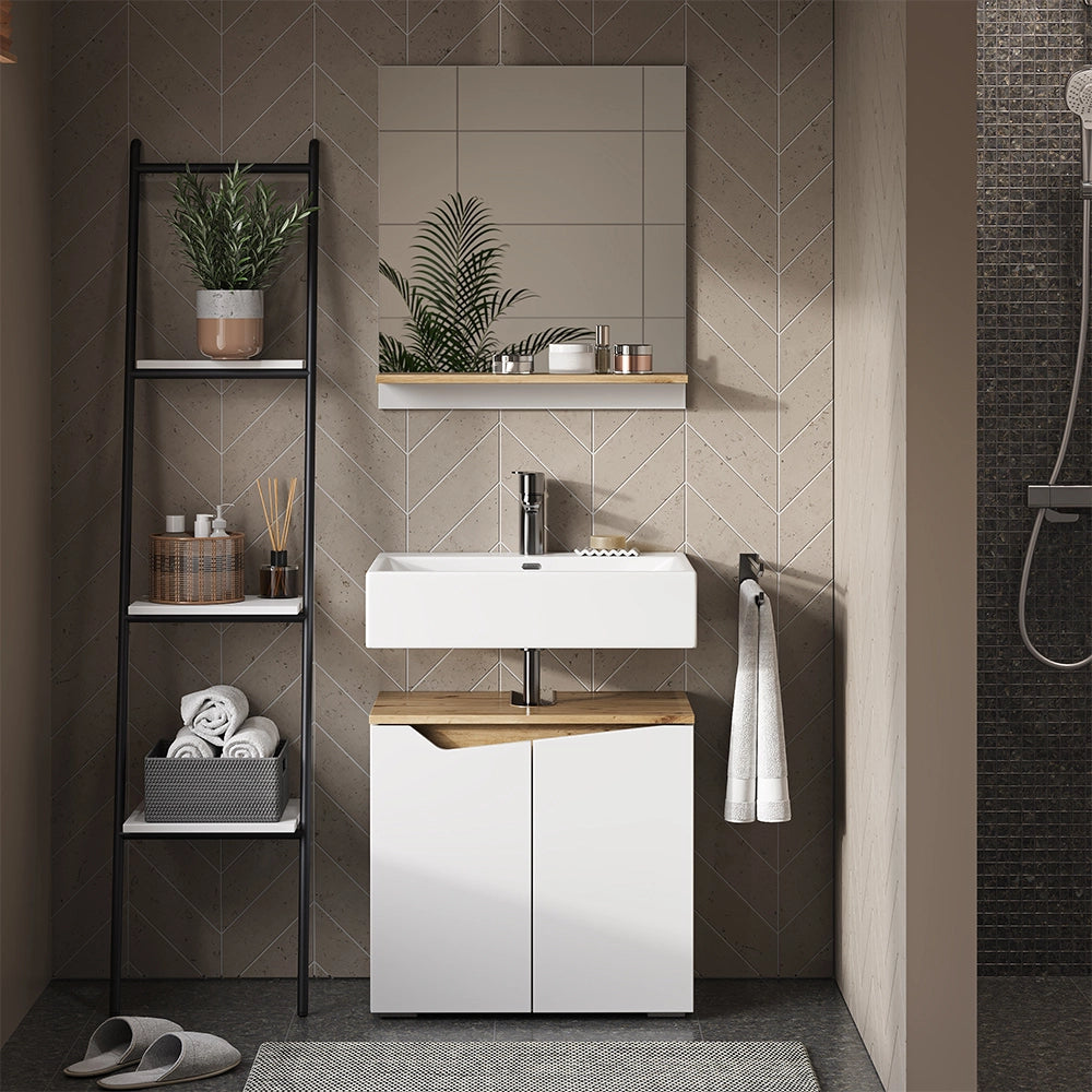 Vicco Specchio contenitore bagno Bianco 60 x 67 cm con ripiano