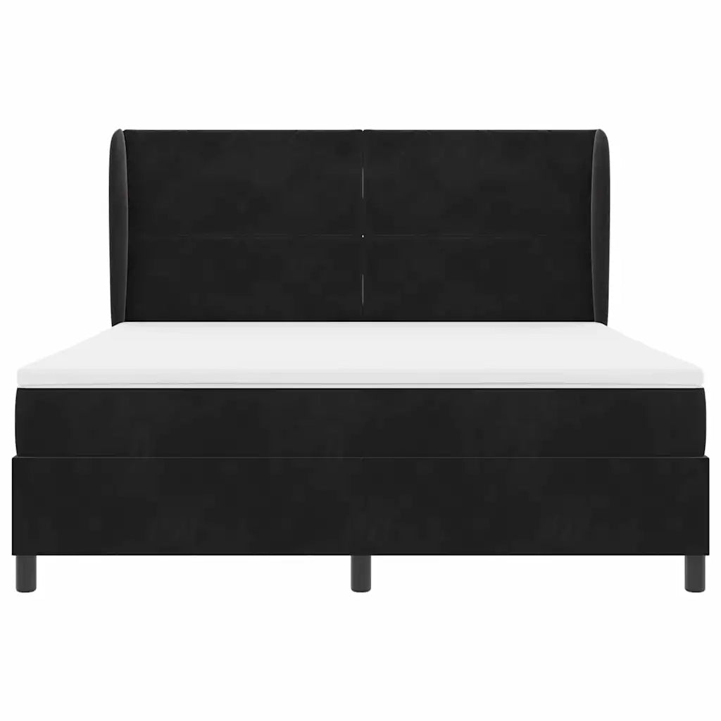 Letto a molle con materasso Nero 200 x 180 cm Velluto 3340996
