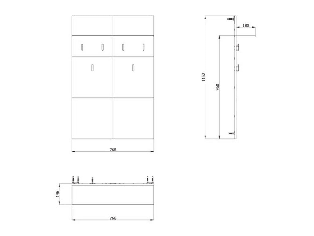 Navelli, Appendiabiti set Fissaggio a Muro Incluso, 115h cm Marrone Rovere