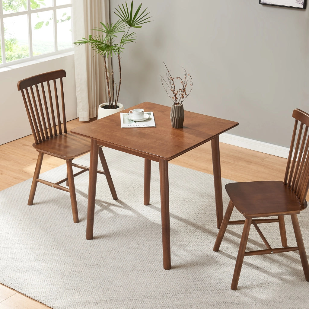 Tavolo da Pranzo Klijori Tavolo da Cucina in Legno di Hevea 75x75 cm Effetto Noce [en.casa]