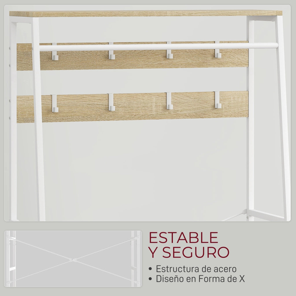 Appendiabiti con ripiani e ganci ¨C zephmum ¨C 80x30x180,5 cm legno naturale