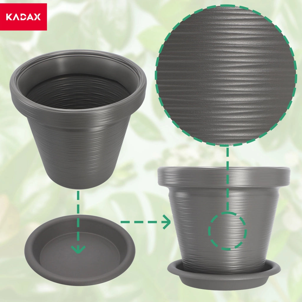 Vaso da giardino KADAX per fiori, con coperchio e supporto, grande, grigio, 39 cm