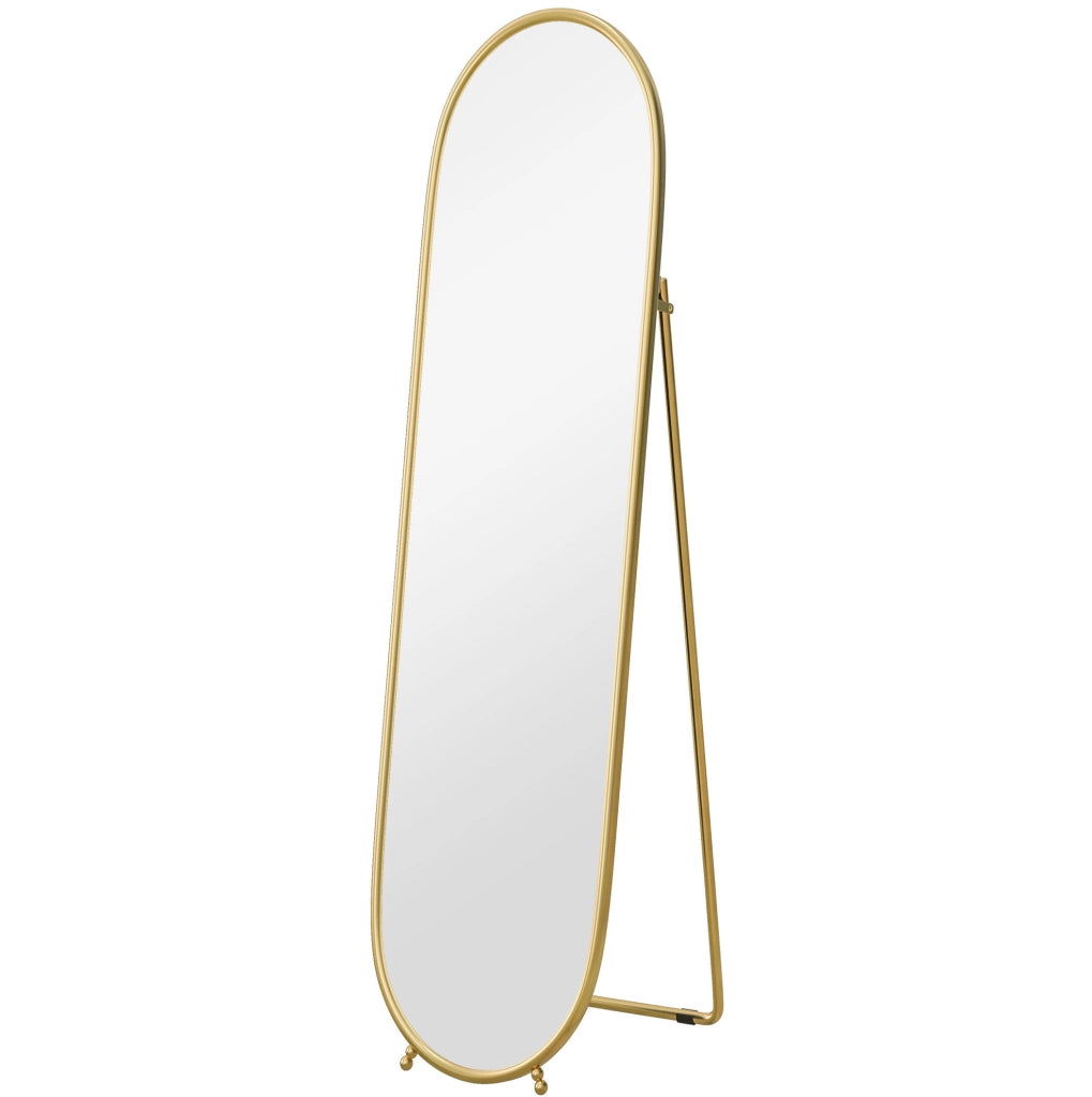 Specchio da terra 40x4x160 cm con supporto pieghevole in metallo oro