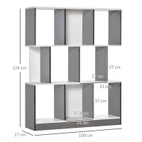 Mobile Libreria a 8 Ripiani per Soggiorno e Camera da Letto, in Legno, 100x24x124 cm, Grigio Carbone