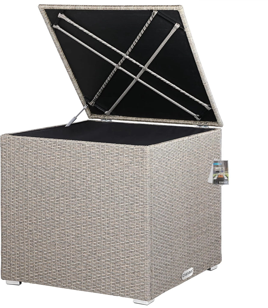 ® Baule da Giardino 318 L Impermeabile 75x75x70cm Contenitore Esterno Polyrattan Beige