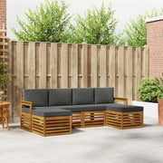 Set divani 6 pcs Naturale e Antracite Legno di Acacia Massello 3375237