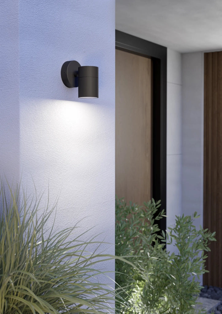 Applique Esterno Moderno Tomelloso Alluminio Nero Trasparente 1 Luce Gu10 Ip44