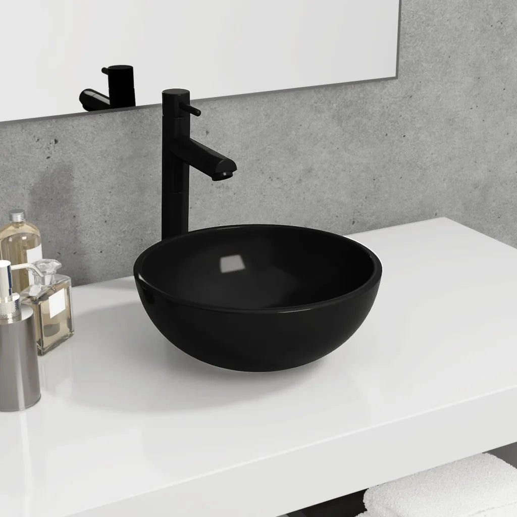 Lavandino in Vetro Temperato 30x12 cm Nero CFW5177067