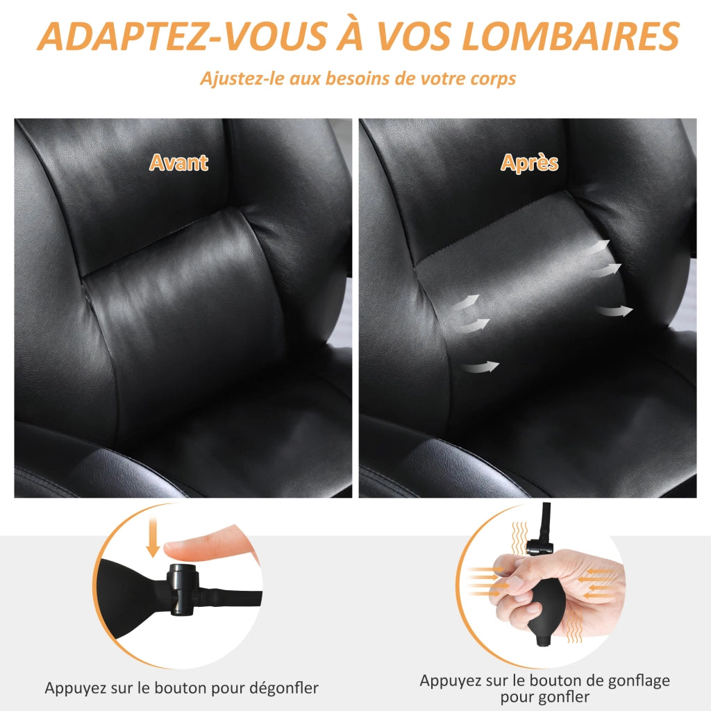 Sedia da ufficio ergonomica ¨C zephmum ¨C nero, imbottita, reclinabile, con supporto lombare