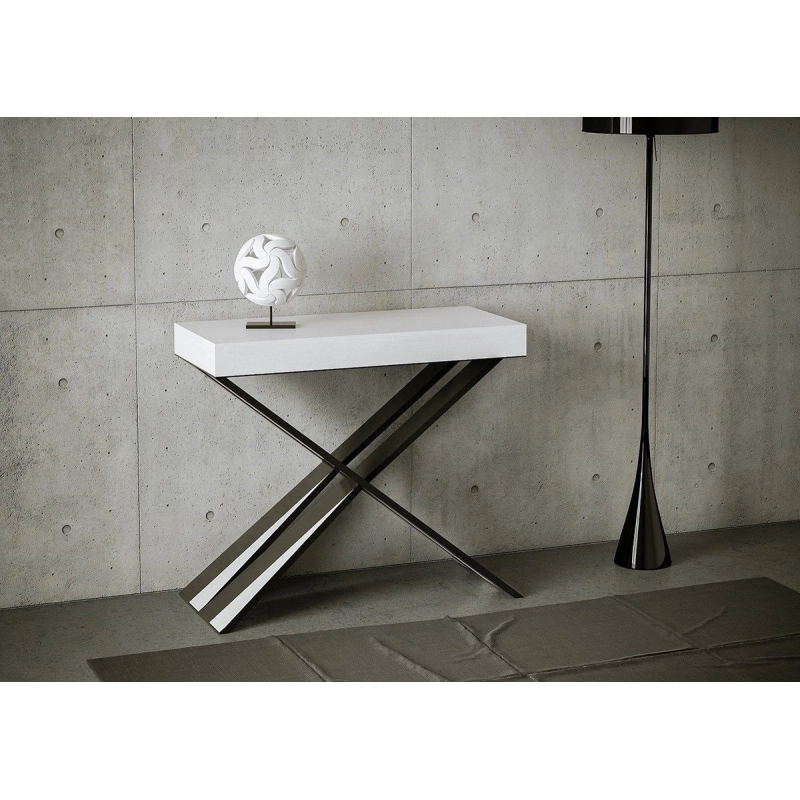 Consolle allungabile 90x40/196 cm Diago Small Premium telaio Antracite - Bianco Frassino
