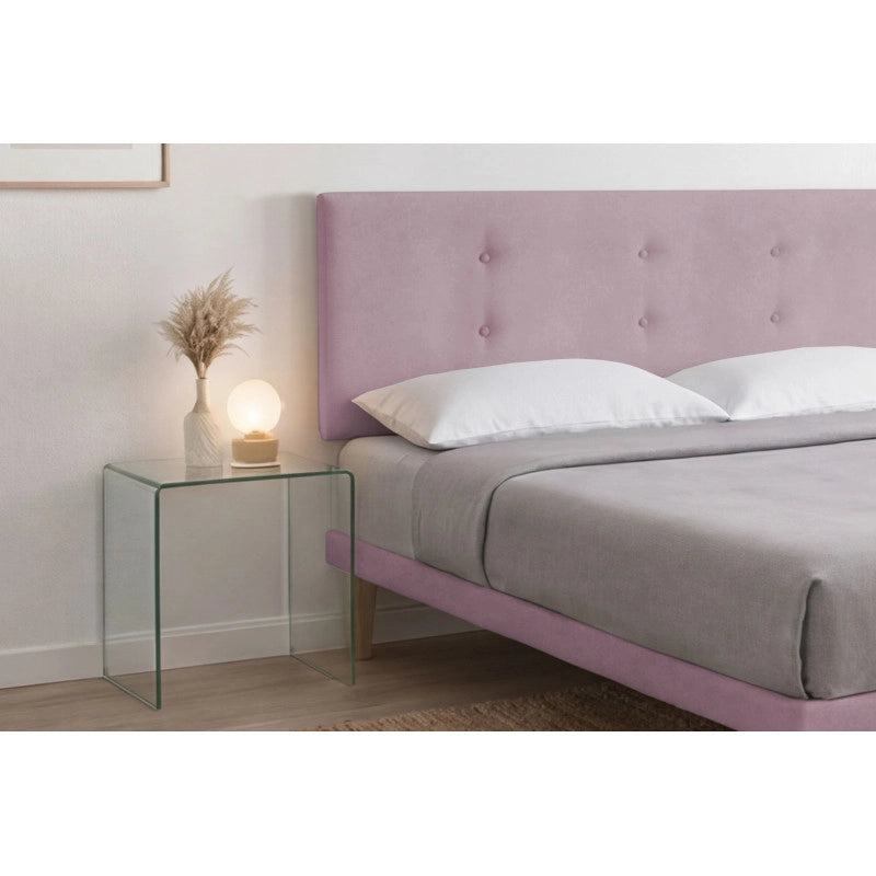 Letto imbottito Letto Matrimoniale alla Francese 140x200 cm Button - Con rete,Glicine,Microfibra