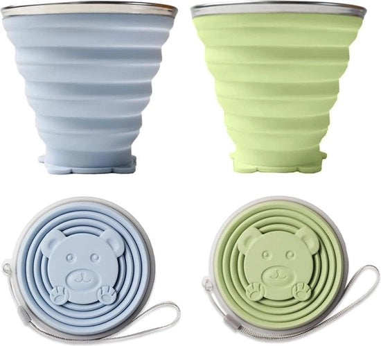 Set di Tazze di Silicone Opnebbili da 2 per Viaggi, Campeggio e Avventure all'Aperto