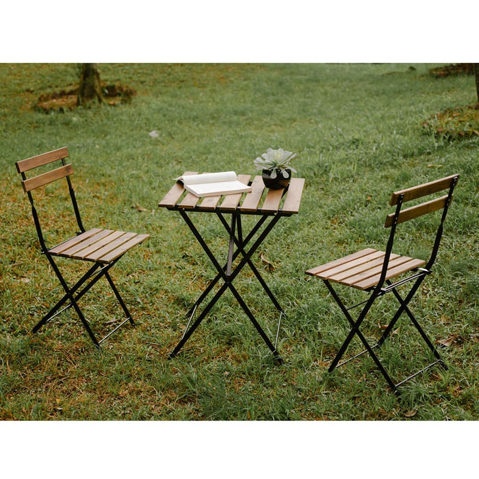 Set Tavolino e 2 Sedie Pieghevoli da Giardino Bistrot Nero