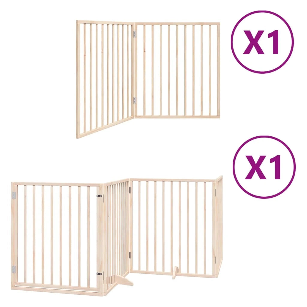 Cancelletto di sicurezza per cani con porta pieghevole 6 pannelli legno di pioppo marrone 02_0023025