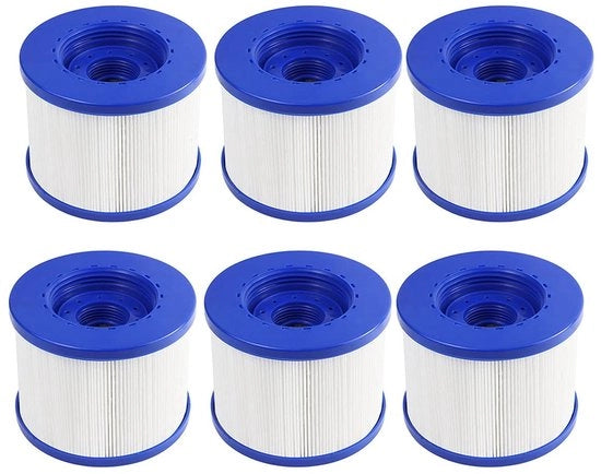 Filtro per piscina da 6 pezzi - sostituzione - compatibile con Clever Spa - materiale PET + tessuto in fibra - diametro esterno 104 mm - altezza 82 mm - schema di filtro