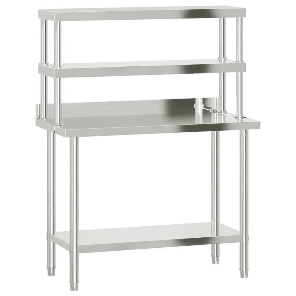 Tavolo Lavoro Cucina con Ripiano 110x55x150 cm Acciaio Inox CFW5341464