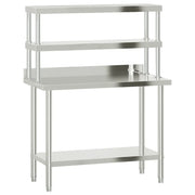 Tavolo Lavoro Cucina con Ripiano 110x55x150 cm Acciaio Inox CFW5341464