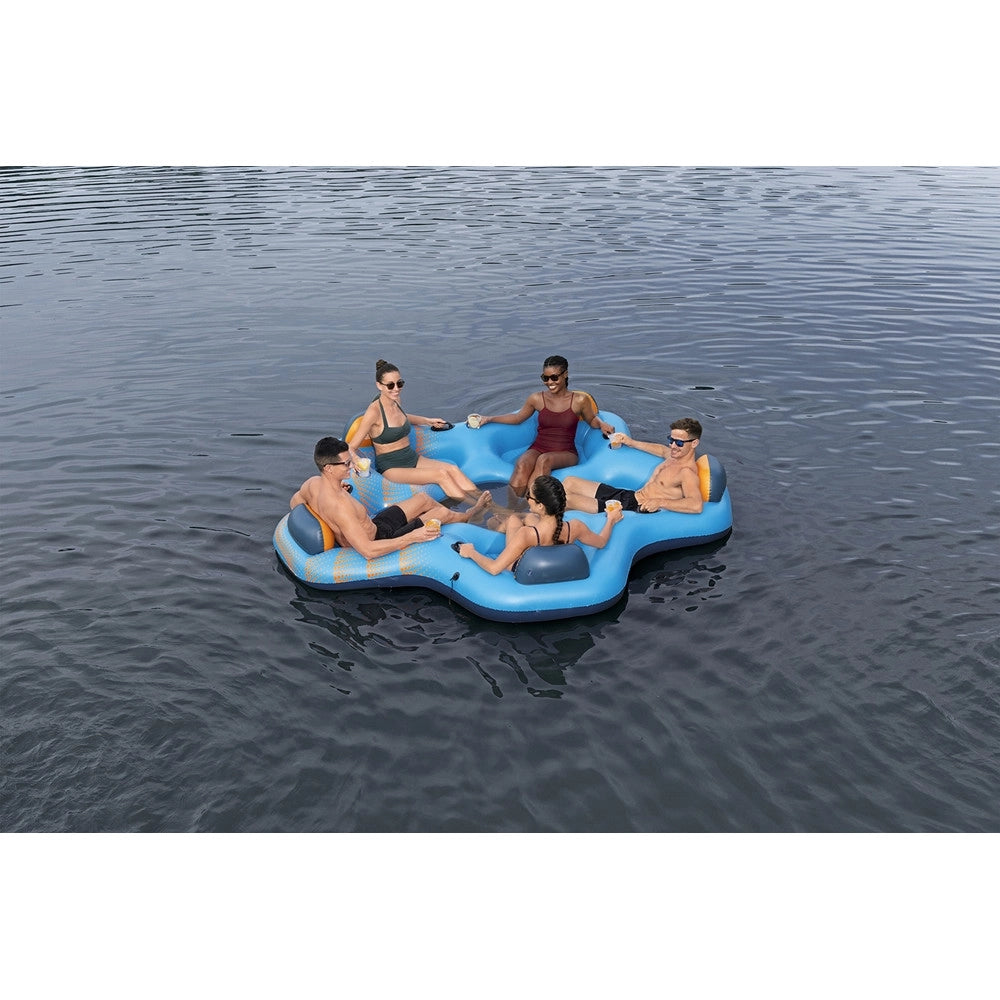 Trade Shop - Isola Gonfiabile Galleggiante 5 Adulti 300x287cm Con Schienali Portabevande Maniglie 43842 -