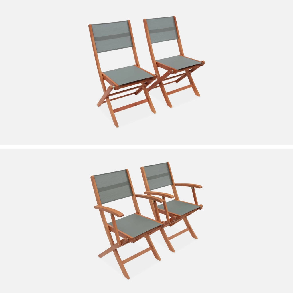 Set tavolo da giardino rettangolare allungabile in legno con 6 sedie,