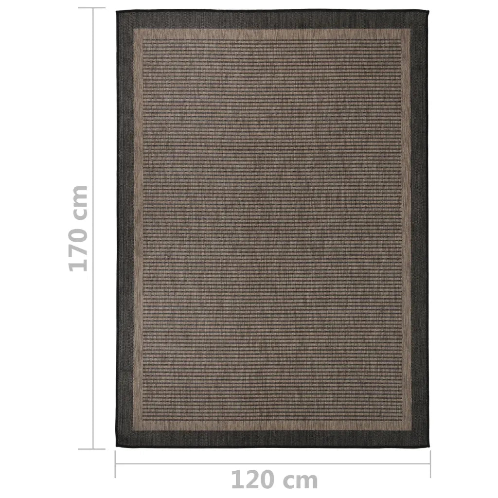 Tappeto da Esterni a Tessitura Piatta 120x170 cm Marrone Scuro 340844