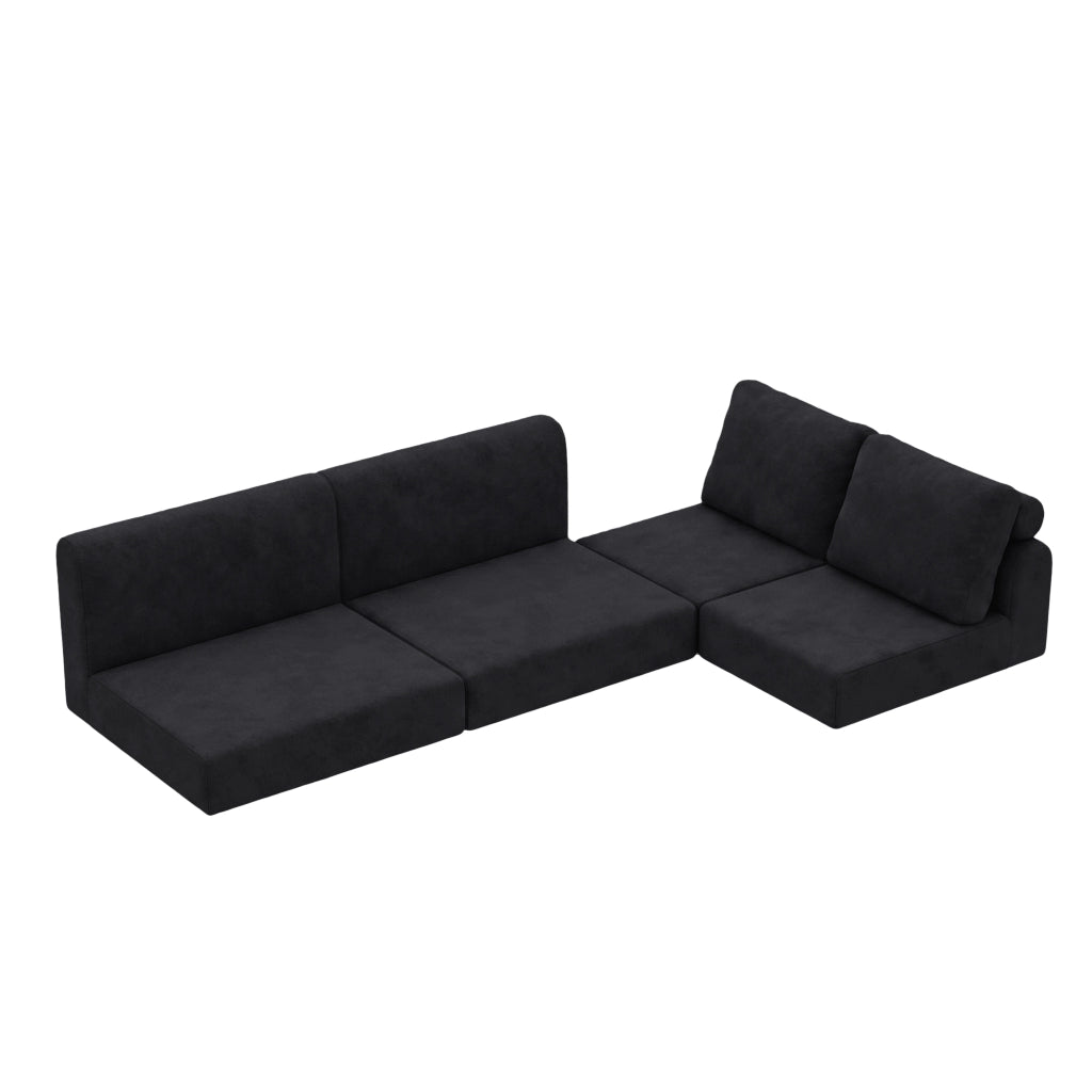 DIVANO LETTO Convertibile Pieghevole in Flanella Nera
