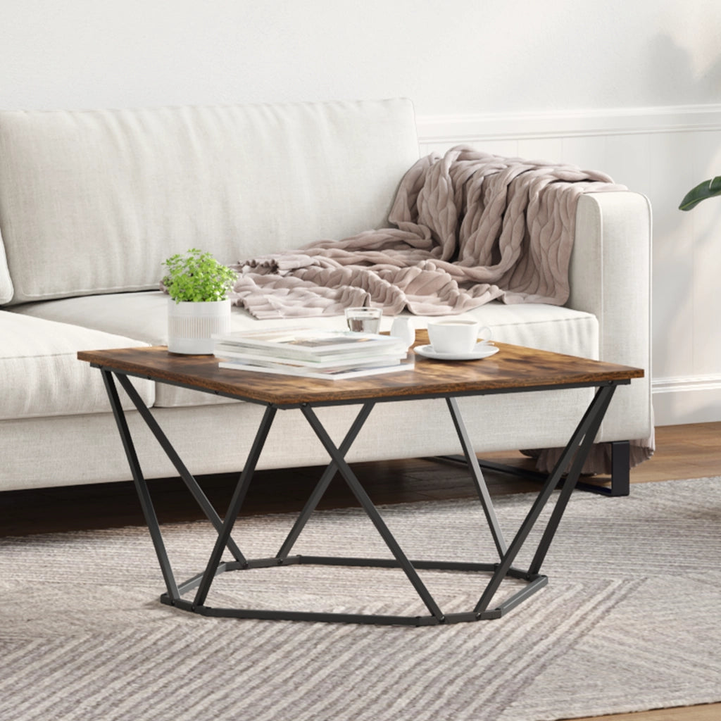 Tavolino da caffÃ¨ in rovere affumicato 80x80x45 cm in legno ingegnerizzato