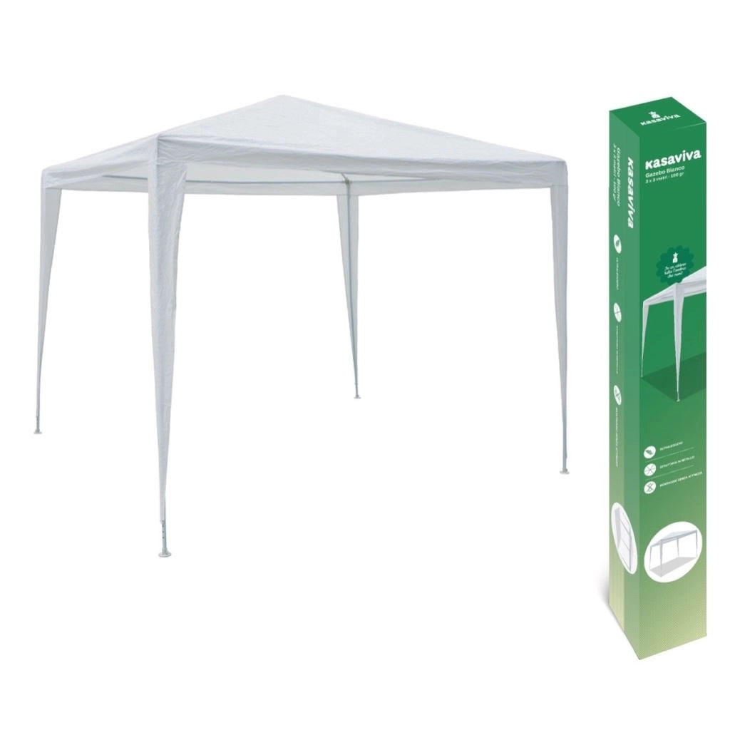 Gazebo da Giardino Smontabile in Ferro Bianco 3 x 3 Metri