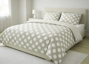 Sacco Copripiumino In 100% Cotone Made Italy Disegno Pois - Matrimoniale - Beige