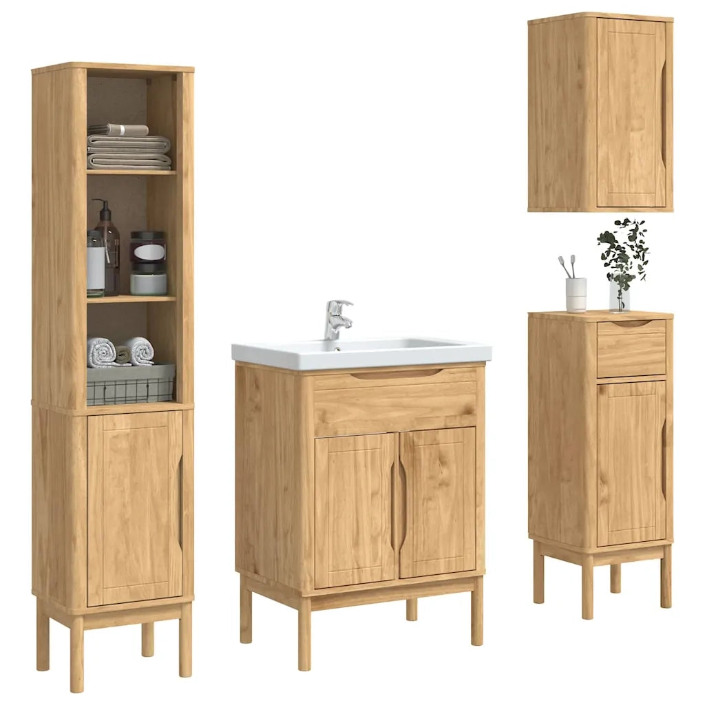 Set di mobili per il bagno con porta FLORO 4 pcs Marrone cerato 3385885