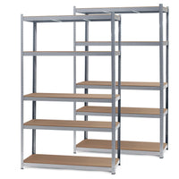 Set 2x Scaffali zincati a incastro per carichi pesanti 120x60x200cm 5 ripiani 200kg/piano