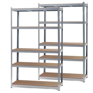 Set 2x Scaffali zincati a incastro per carichi pesanti 120x60x200cm 5 ripiani 200kg/piano