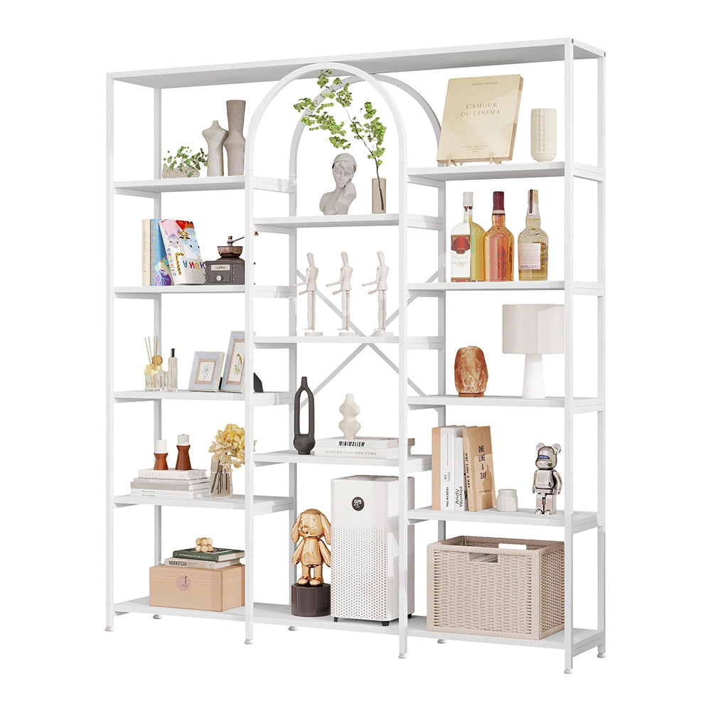 Scaffale moderno - Xylo - 160x30x180 cm - Bianco - Multiscomparti design rettangolare-curvo