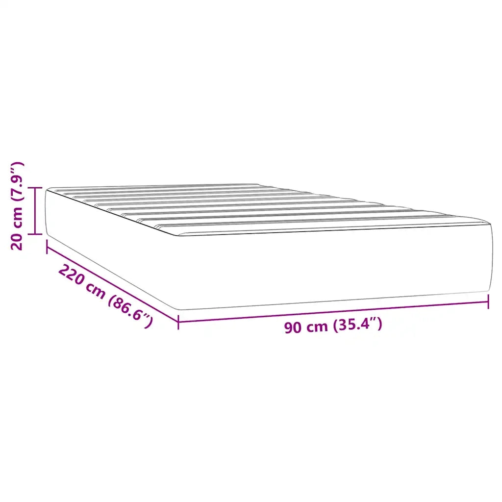 Materasso a Molle Insacchettate Rigidità Media Grigio Scuro 90x220x20 cm in Velluto 4016601