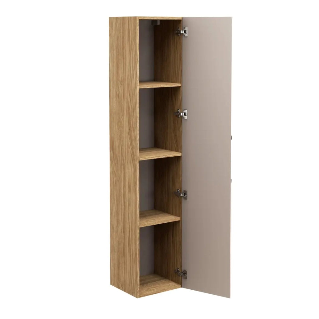 Colonna da bagno VELNIA – 1 porta – H170 cm – Colori rovere chiaro e beige – Da appendere