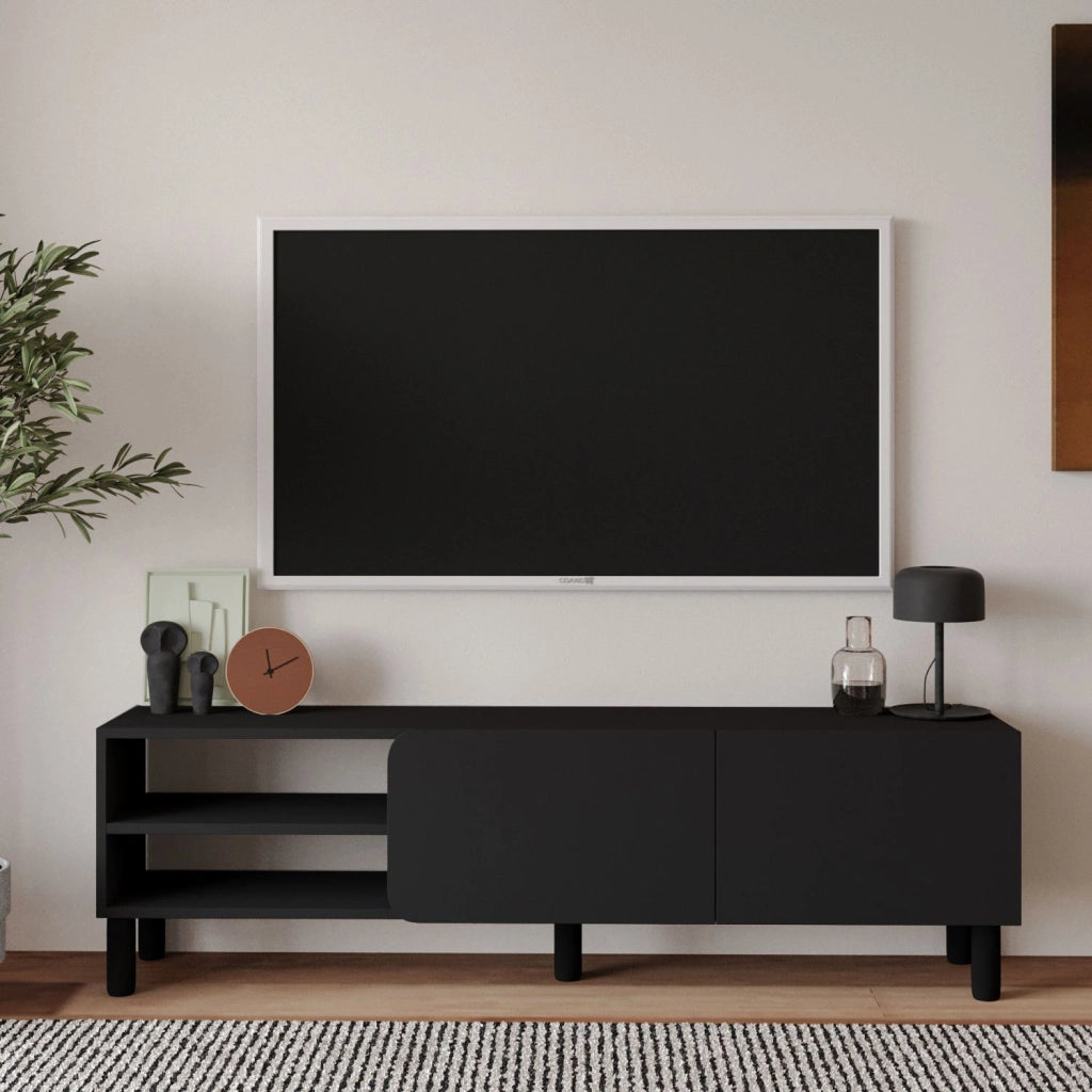 Porta TV in legno "River" - 150 x 31,4 x 48,2 cm - Antracite