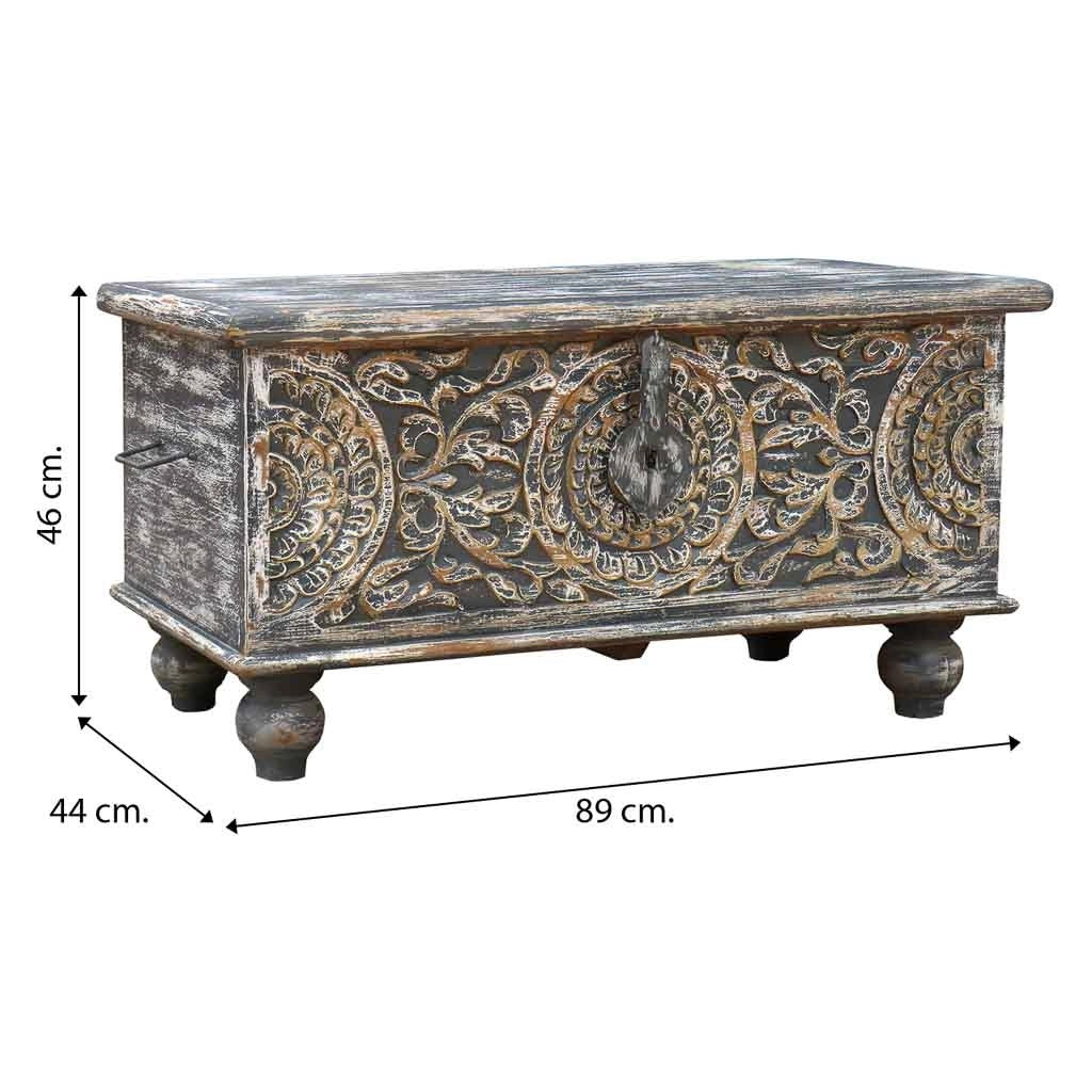 Baule in legno artigianale 89x44x46h cm