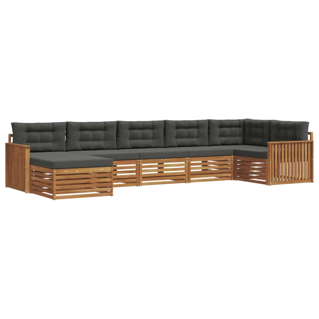 Set divani 7 pcs Naturale e Antracite Legno di Acacia Massello 3373817