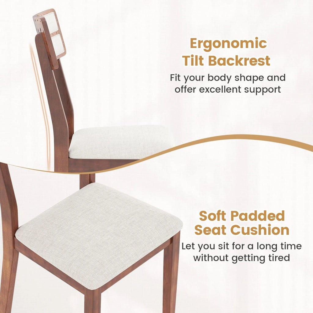 Set di 2 sedie da pranzo, sedie da cucina con seduta tappezzata, schienale alto, gambe in legno di gomma, per soggiorno, portata fino a 180 kg, 45 x 51 x 89 cm (Nogal)
