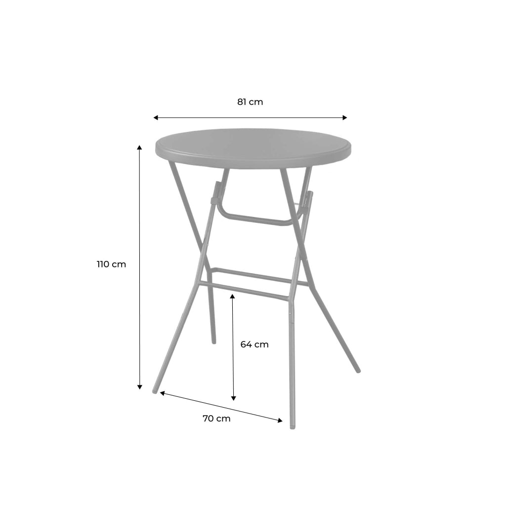 Set di 2 tavoli pieghevoli alti, grigio scuro