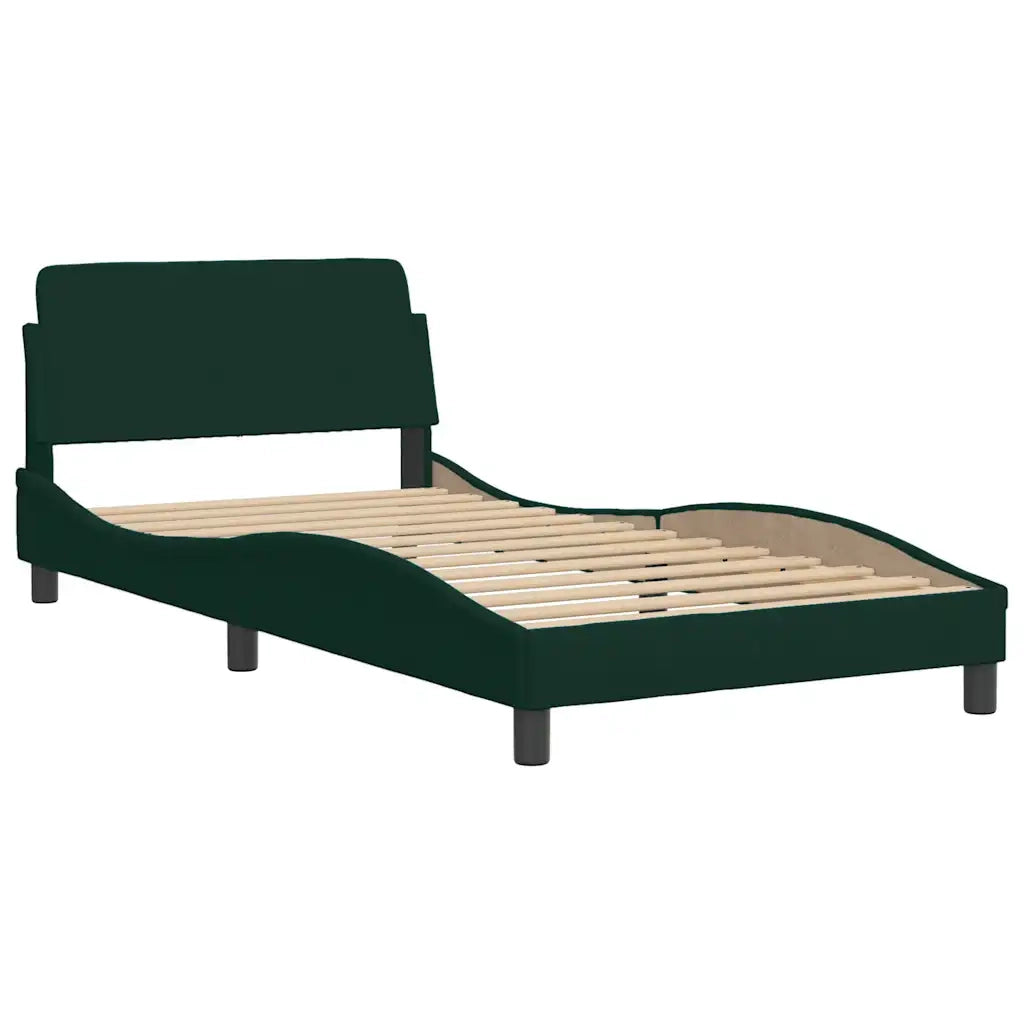 Letto con Materasso Dover Verde Scuro 100x200 cm in Velluto 3208354