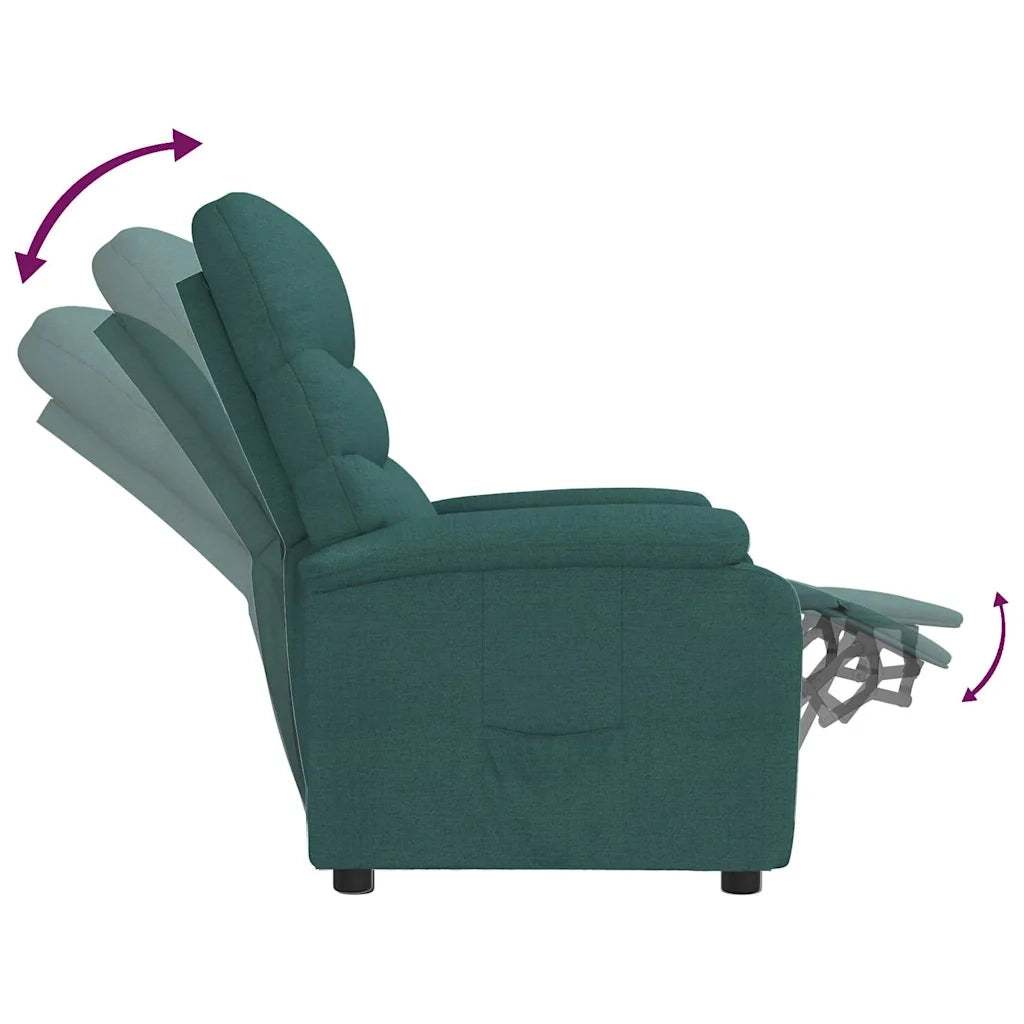 Divano Sedia-Poltrona Reclinabile in Tessuto Verde Scuro 490608